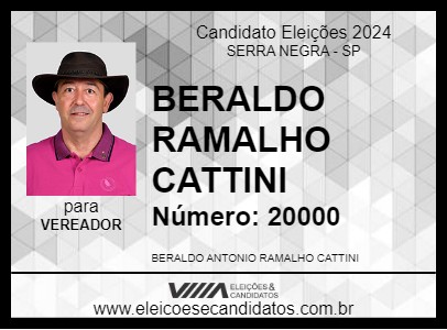 Candidato BERALDO RAMALHO CATTINI 2024 - SERRA NEGRA - Eleições