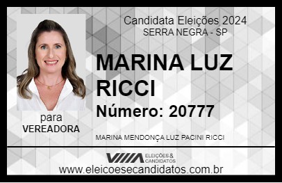 Candidato MARINA LUZ RICCI 2024 - SERRA NEGRA - Eleições