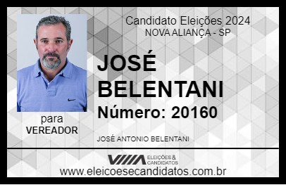 Candidato JOSÉ BELENTANI 2024 - NOVA ALIANÇA - Eleições