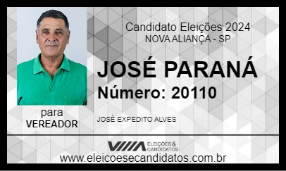 Candidato JOSÉ PARANÁ 2024 - NOVA ALIANÇA - Eleições