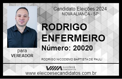 Candidato RODRIGO ENFERMEIRO 2024 - NOVA ALIANÇA - Eleições