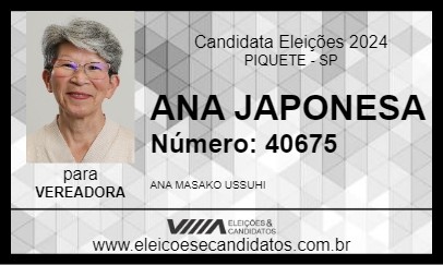 Candidato ANA JAPONESA 2024 - PIQUETE - Eleições