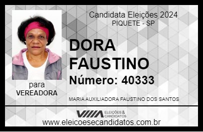 Candidato DORA FAUSTINO 2024 - PIQUETE - Eleições