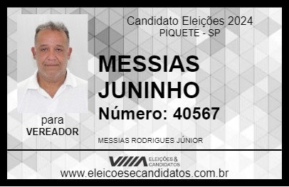 Candidato MESSIAS JUNINHO 2024 - PIQUETE - Eleições