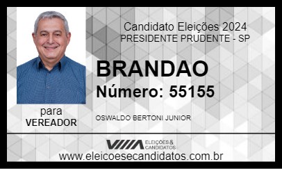 Candidato BRANDAO 2024 - PRESIDENTE PRUDENTE - Eleições