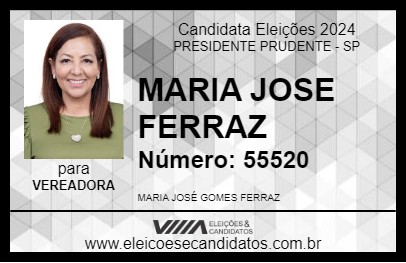 Candidato MARIA JOSE FERRAZ 2024 - PRESIDENTE PRUDENTE - Eleições