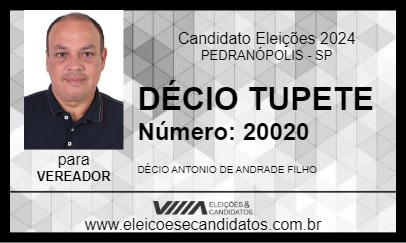 Candidato DÉCIO TUPETE 2024 - PEDRANÓPOLIS - Eleições