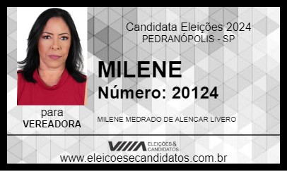 Candidato MILENE 2024 - PEDRANÓPOLIS - Eleições