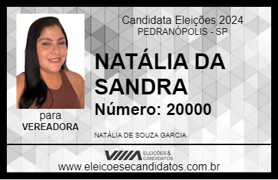 Candidato NATÁLIA DA SANDRA 2024 - PEDRANÓPOLIS - Eleições