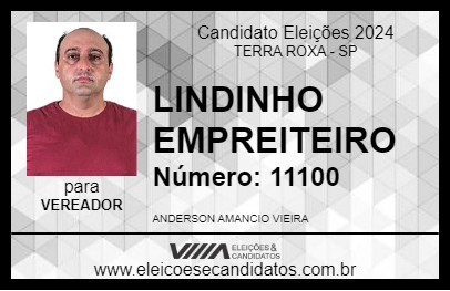 Candidato LINDINHO EMPREITEIRO 2024 - TERRA ROXA - Eleições