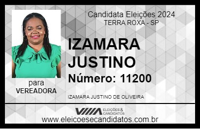 Candidato IZAMARA JUSTINO 2024 - TERRA ROXA - Eleições