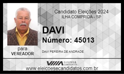 Candidato DAVI 2024 - ILHA COMPRIDA - Eleições