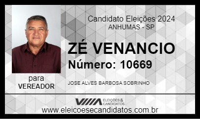 Candidato ZÉ VENANCIO 2024 - ANHUMAS - Eleições