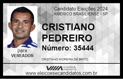 Candidato CRISTIANO PEDREIRO 2024 - AMÉRICO BRASILIENSE - Eleições