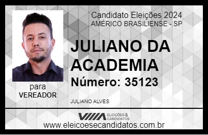 Candidato JULIANO DA ACADEMIA 2024 - AMÉRICO BRASILIENSE - Eleições