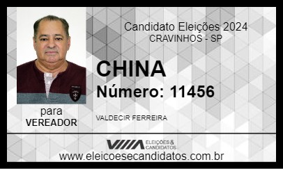 Candidato CHINA 2024 - CRAVINHOS - Eleições