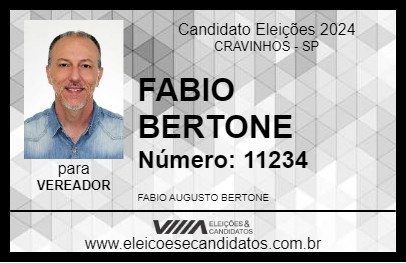 Candidato FABIO BERTONE 2024 - CRAVINHOS - Eleições