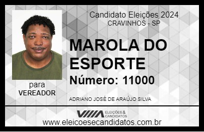 Candidato MAROLA DO ESPORTE 2024 - CRAVINHOS - Eleições