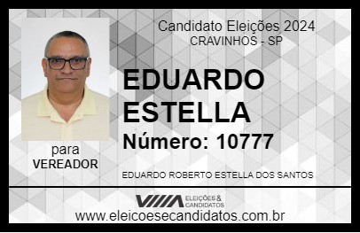 Candidato EDUARDO ESTELLA 2024 - CRAVINHOS - Eleições