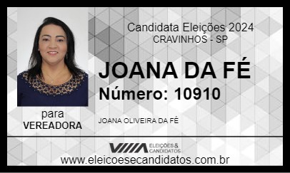 Candidato JOANA DA FÉ 2024 - CRAVINHOS - Eleições