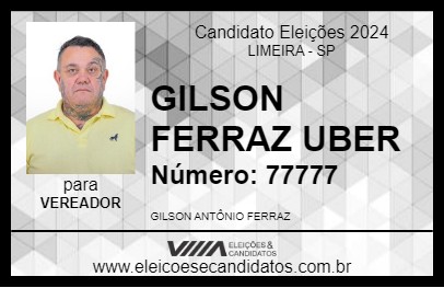 Candidato GILSON FERRAZ UBER 2024 - LIMEIRA - Eleições