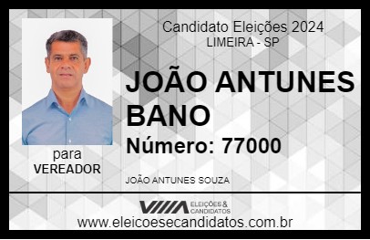 Candidato JOÃO ANTUNES BANO 2024 - LIMEIRA - Eleições