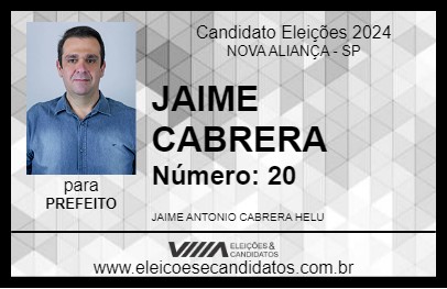 Candidato JAIME CABRERA 2024 - NOVA ALIANÇA - Eleições