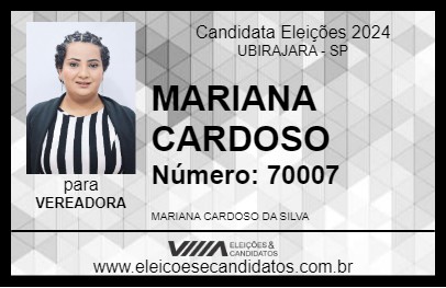 Candidato MARIANA CARDOSO 2024 - UBIRAJARA - Eleições