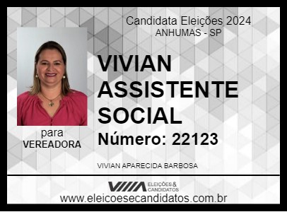 Candidato VIVIAN ASSISTENTE SOCIAL 2024 - ANHUMAS - Eleições