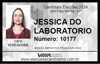 Candidato JESSICA DO LABORATORIO 2024 - BIRITIBA MIRIM - Eleições