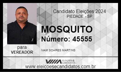 Candidato IVAM MOSQUITO 2024 - PIEDADE - Eleições