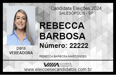 Candidato REBECCA BARBOSA 2024 - SALESÓPOLIS - Eleições