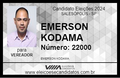 Candidato EMERSON KODAMA 2024 - SALESÓPOLIS - Eleições