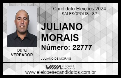 Candidato JULIANO MORAIS  2024 - SALESÓPOLIS - Eleições