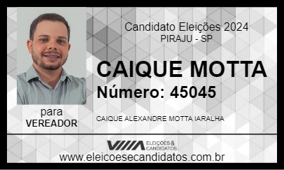 Candidato CAIQUE MOTTA 2024 - PIRAJU - Eleições