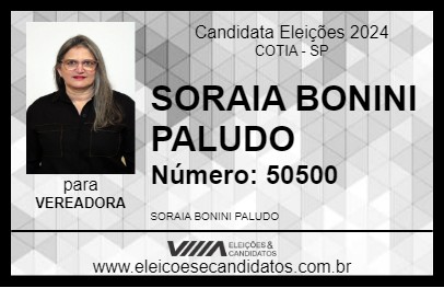 Candidato SORAIA BONINI PALUDO 2024 - COTIA - Eleições