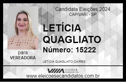 Candidato LETÍCIA QUAGLIATO 2024 - CAPIVARI - Eleições