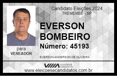 Candidato EVERSON BOMBEIRO 2024 - TREMEMBÉ - Eleições