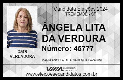 Candidato ÂNGELA LITA DA VERDURA 2024 - TREMEMBÉ - Eleições