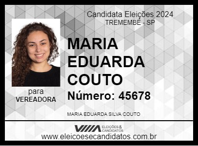 Candidato MARIA EDUARDA COUTO 2024 - TREMEMBÉ - Eleições