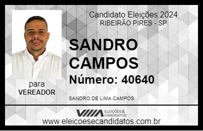 Candidato SANDRO CAMPOS 2024 - RIBEIRÃO PIRES - Eleições