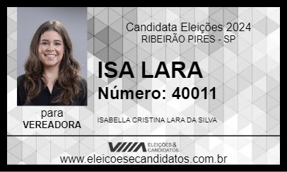 Candidato ISA LARA 2024 - RIBEIRÃO PIRES - Eleições