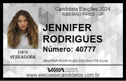 Candidato JENNIFER RODRIGUES 2024 - RIBEIRÃO PIRES - Eleições