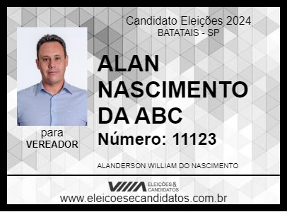 Candidato ALAN NASCIMENTO DA ABC 2024 - BATATAIS - Eleições