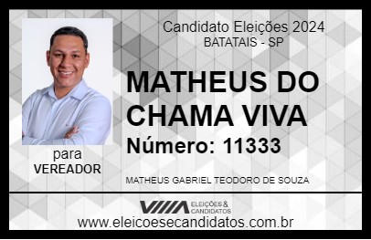 Candidato MATHEUS DO CHAMA VIVA 2024 - BATATAIS - Eleições