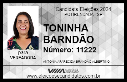 Candidato TONINHA BRANDÃO 2024 - POTIRENDABA - Eleições