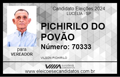 Candidato PICHIRILO DO POVÃO 2024 - LUCÉLIA - Eleições