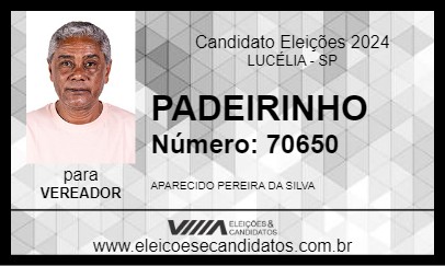 Candidato PADEIRINHO 2024 - LUCÉLIA - Eleições