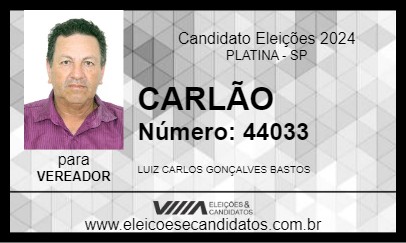 Candidato CARLÃO 2024 - PLATINA - Eleições