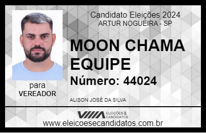 Candidato MOON CHAMA EQUIPE 2024 - ARTUR NOGUEIRA - Eleições